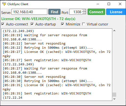 Giao diện ClickSync Client