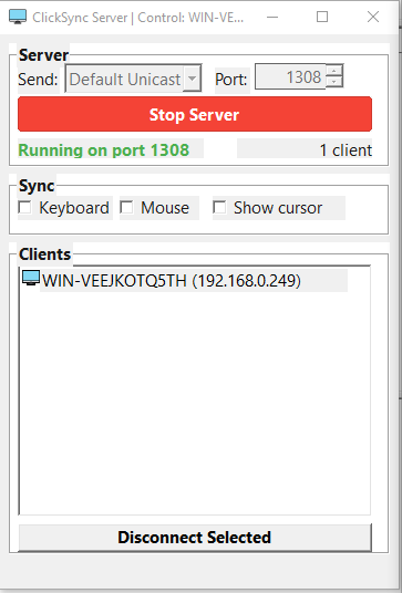 Giao diện ClickSync Server